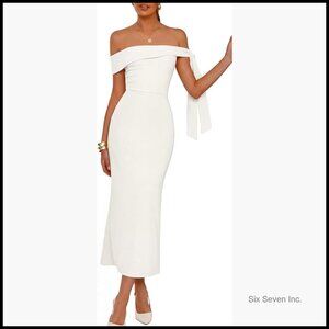 Off The Shoulder Bodycon Maxi Dress Wedding Guest Cocktail Formal Party
